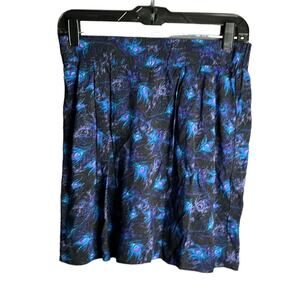 Frenchi Blue and Purple Peacock Elastic Waist Mini Skirt Size Medium
